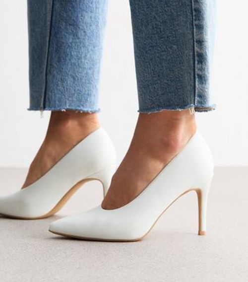 White Pointed Stiletto Heel...