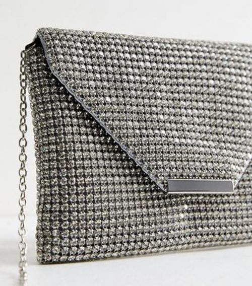 Silver Diamanté Clutch Bag...