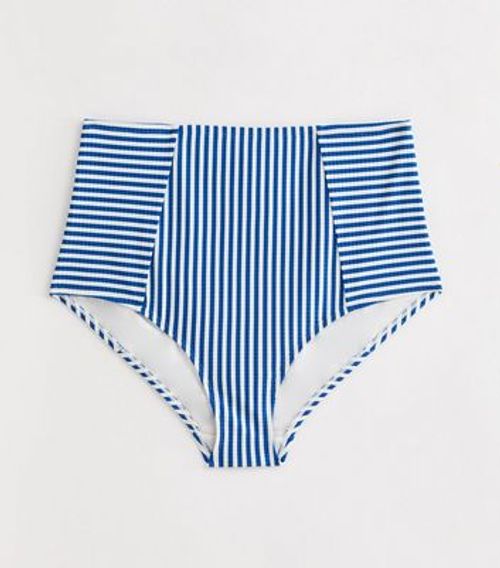 Curves Blue Stripe High Waist...