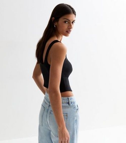 Black Corset Crop Top New Look