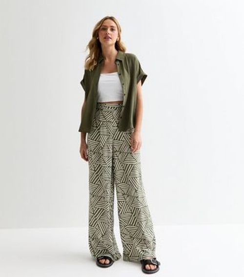 Green Triangle Print Wide Leg...