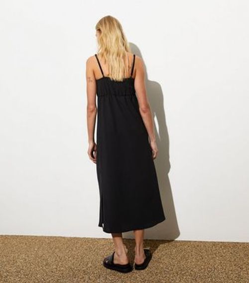 Black Tie-Front Slip Dress...