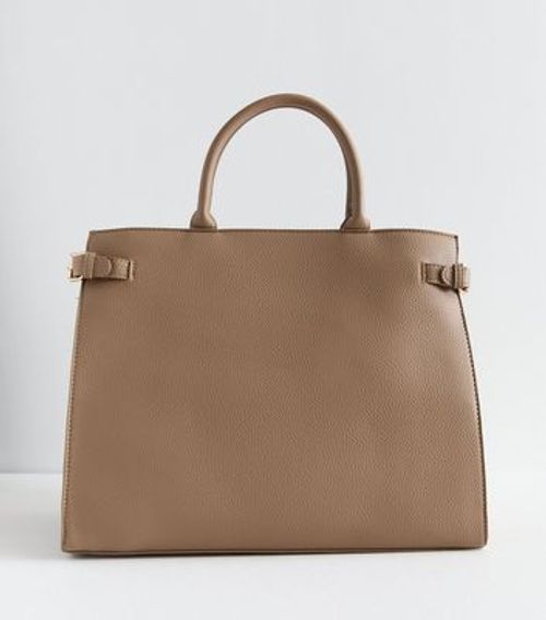 Brown Leather-Look Boxy Tote...