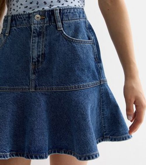 Girls Blue Denim Peplum Skirt...