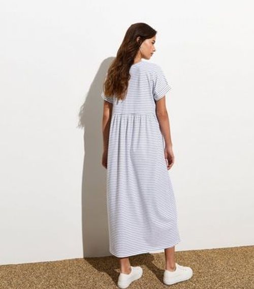 Off White Cotton Stripe Midi...