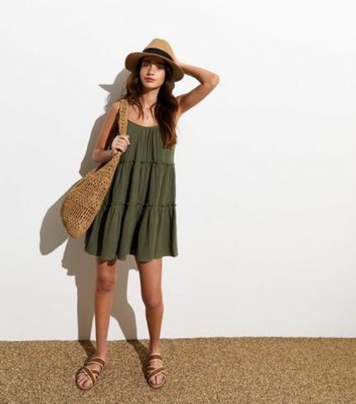 Khaki Strappy Tiered Mini...