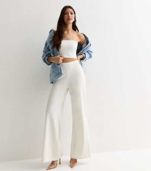 White Wide Leg Trousers New...