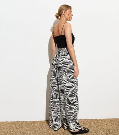 White Triangle Print Wide Leg...