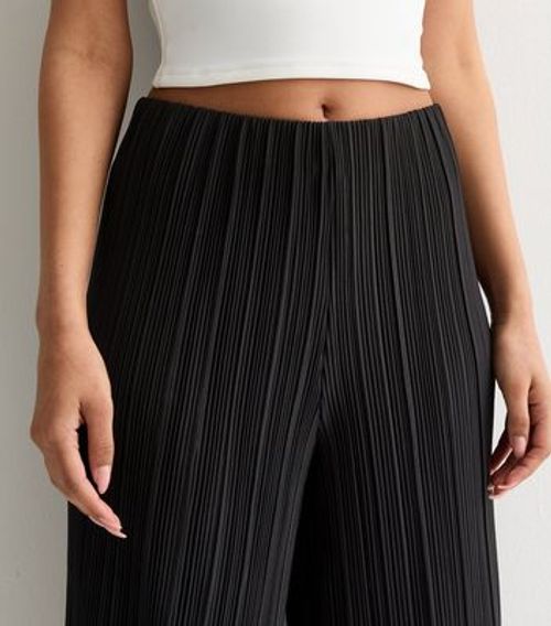 Black Plisse-Pleat Cropped...