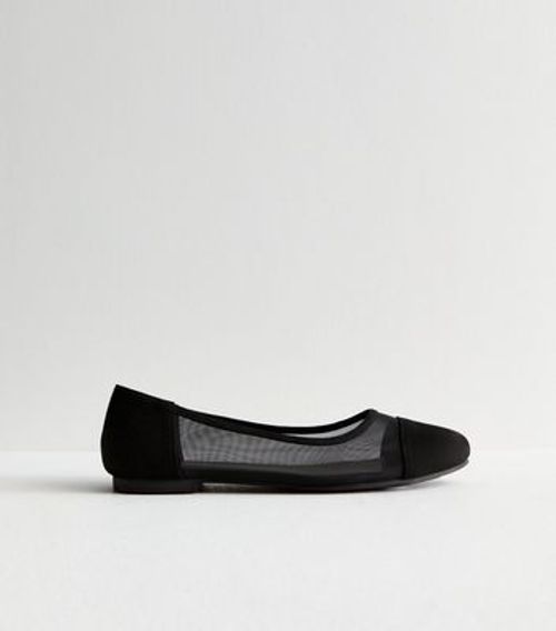 Black Mesh Ballet Pumps New...