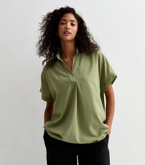 Khaki Oversized Check Print...