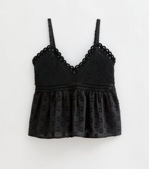 Petite Black Crochet Cami Top...