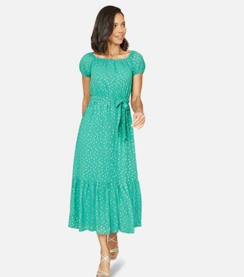 Mela Green Foil-Fleck Midi...