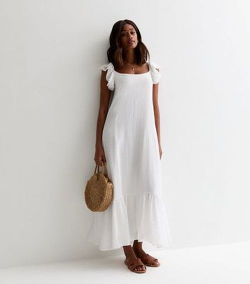 Gini London White Ruffle Maxi...