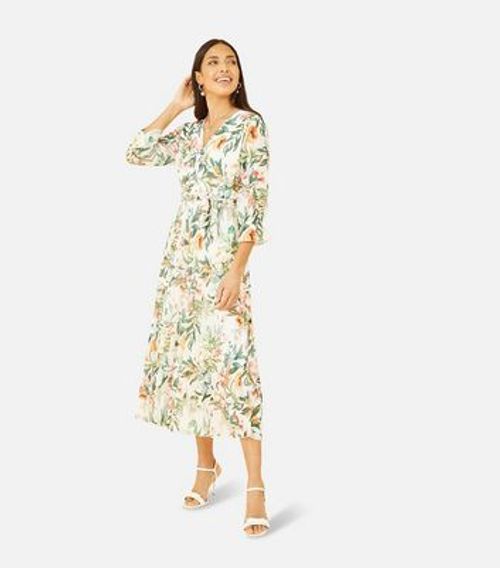 Yumi Off White Floral Pleated...