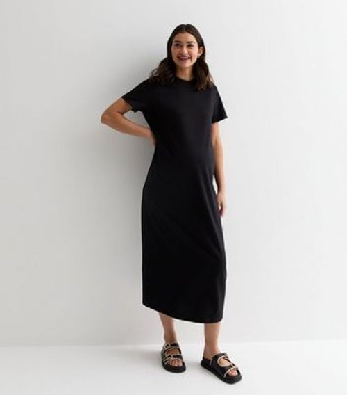 Maternity Black Cotton Midi...