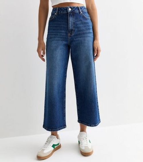 Blue Cropped Wide Leg Jeans...