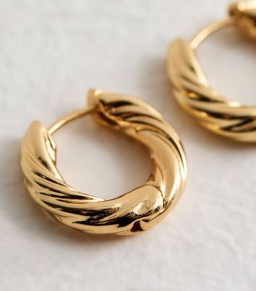 Real Gold Plate Twist Hoop...