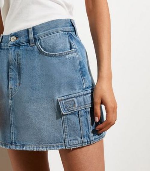 Blue Denim Cargo Mini Skirt...