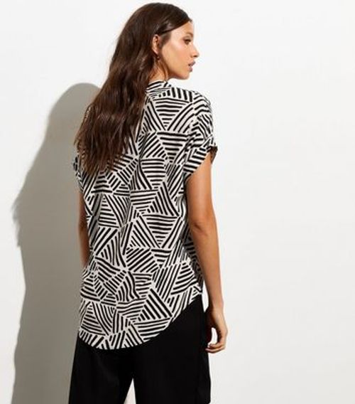 White Triangle Print Short...