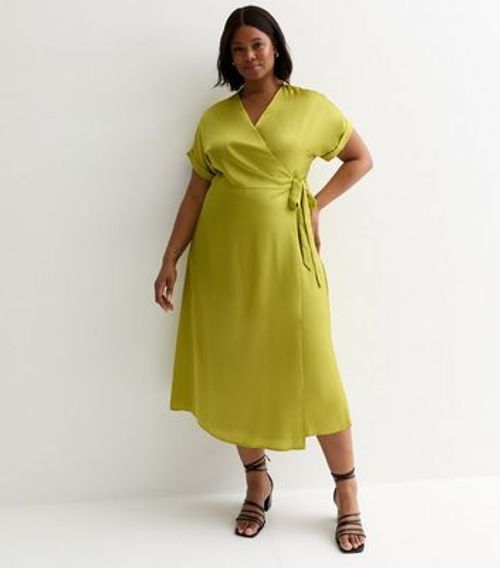 Curves Green Satin Midi Wrap...