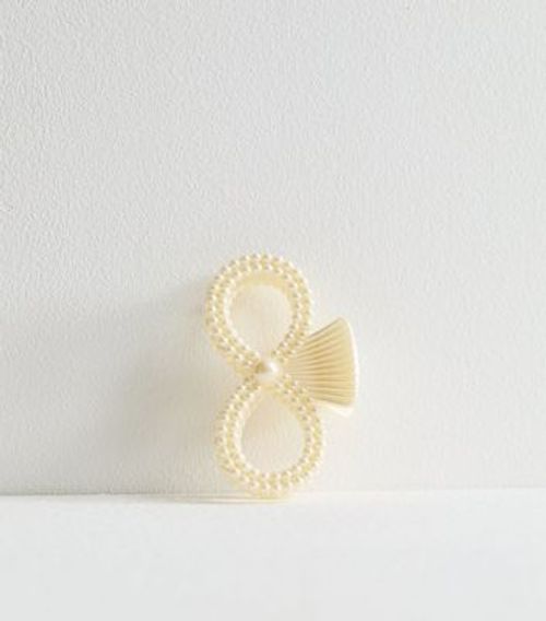 Cream Faux Pearl Bow Hair...