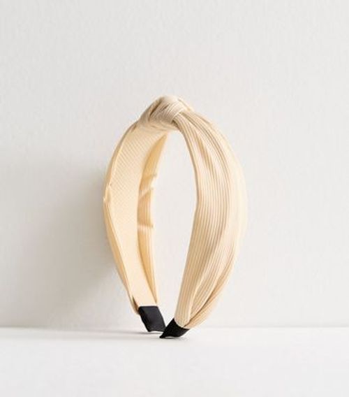 Cream Ribbed Knot Headband...