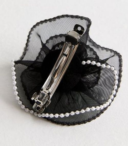 Black Mesh Faux Pearl Corsage...