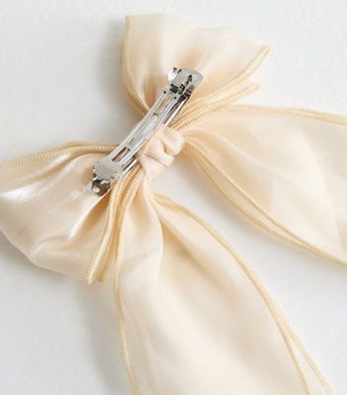 Cream Mesh Bow Hair Slide New...