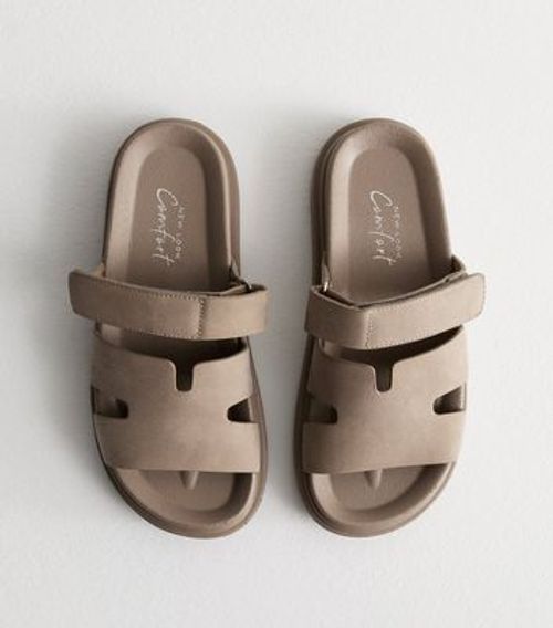 Mink Suedette Flat Sandals...