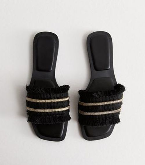 Truffle Black Fringe Sliders...