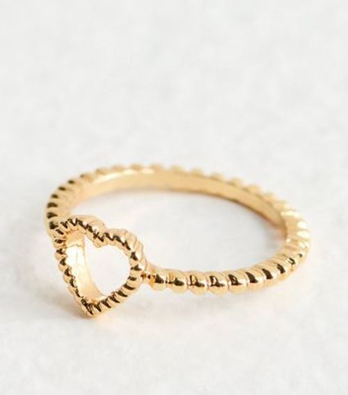 Gold Textured Heart Ring New Look