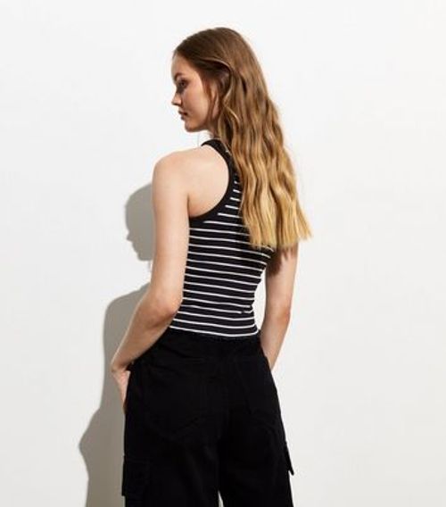 Black Stripe Frill Hem Racer...