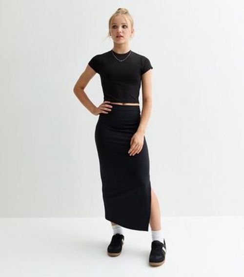 Girls Black Split Hem Midi...