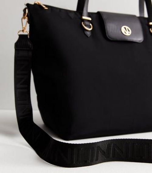 Black Multi-Strap Zip Top Tote Bag New Look