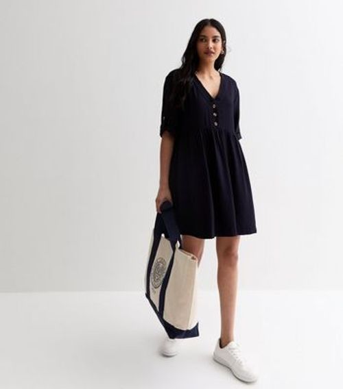 Gini London Navy V Neck Mini...