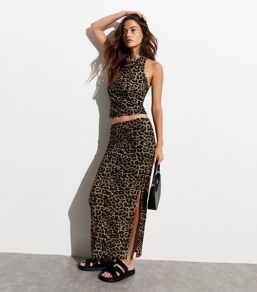 Brown Leopard Print Stretch...