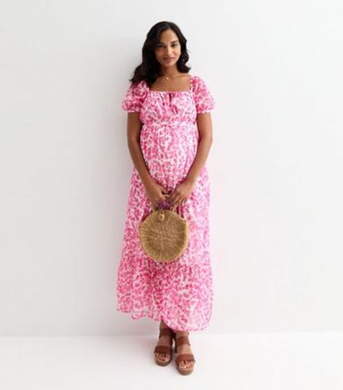 Maternity Pink Floral Midi...