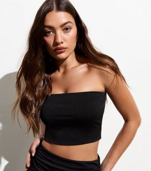 Black Bandeau Top New Look