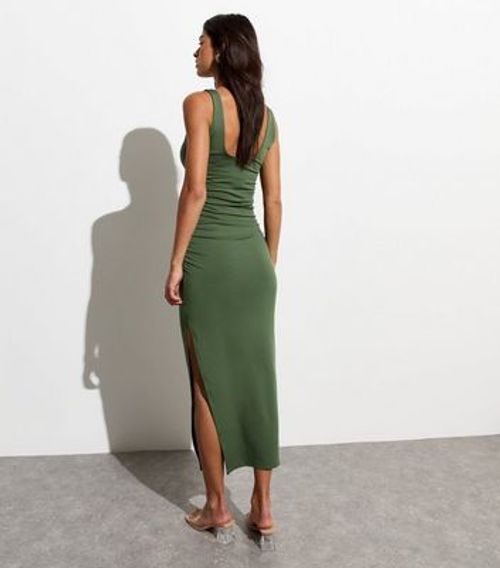 Olive Square Neck Midi Dress...