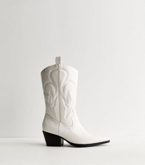 Public Desire White Cowboy Boots New Look