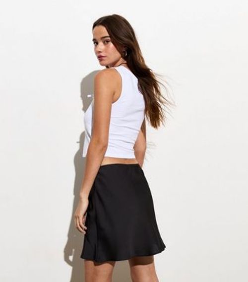 Black Satin Mini Skirt New...