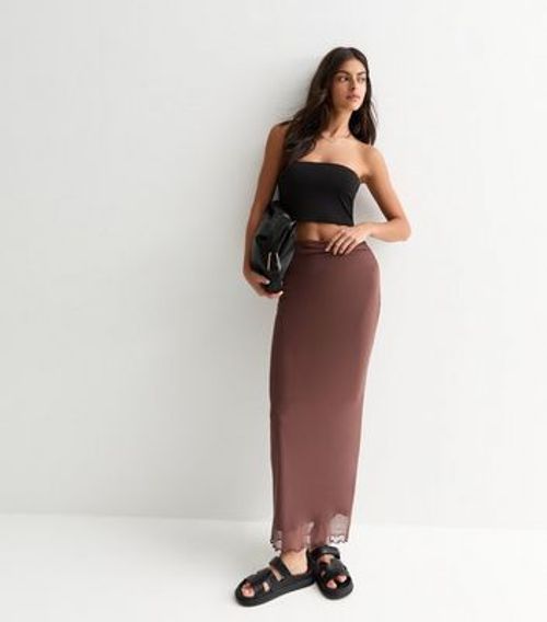 Rust Mesh Frill Hem Maxi...