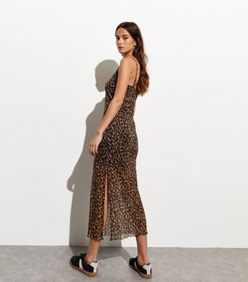 Brown Leopard Print Mesh...