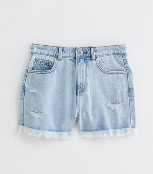 Girls Pale Blue Frayed Hem...