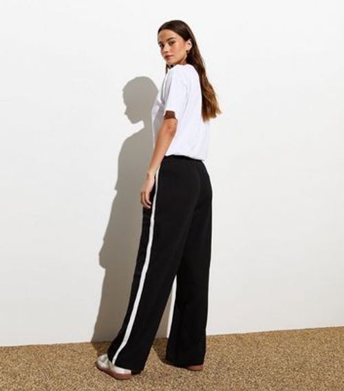 Black Side Stripe Wide Leg...