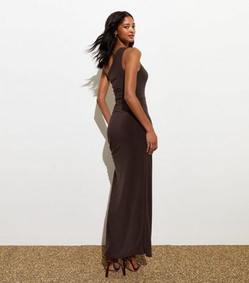 Brown One Shoulder Cut Out...