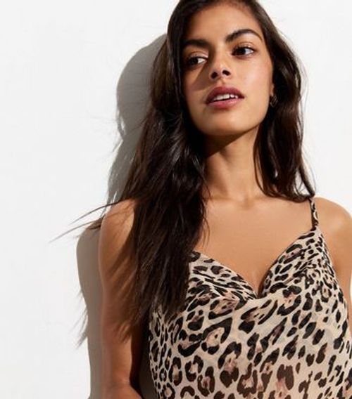 Brown Leopard Chiffon Cami...