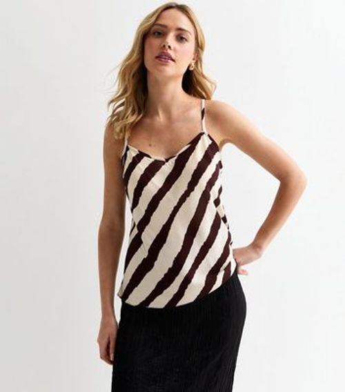 White Stripe Print Cami Top...