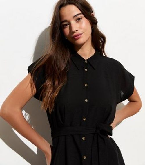 Black Button Through Belted...